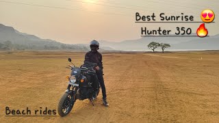 Hunter 350 Pe Chale Gaye Beach pe Best Sunrise on weekend #royalenfield #hunter