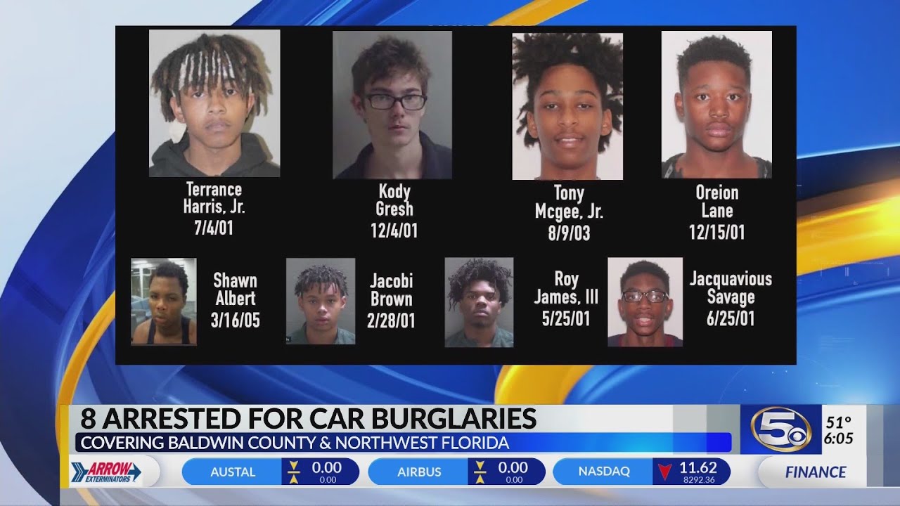 ECSO arrests 8 involved in multi-county vehicle burglary, armed robbery ring