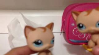 LPS Loose Toys Brown Short Hair Cat Blue Eyes