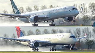(4K) Same perspective, different planes - Cathay Pacific A350-1000 Vs. Delta A350-900
