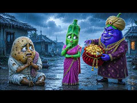 क्या भिंडी छोड़ देगी गरीब आलू का साथ? 😭 | Aalu, Bhindi aur Baingan Cartoon Story | Sabji Cartoon