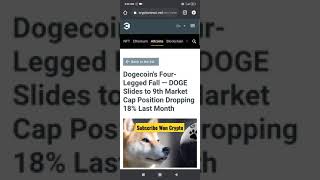 Dogecoin Four-Legged Fall — DOGE Slides to 9th Market Cap Position Dropping 18% Last Month #shorts
