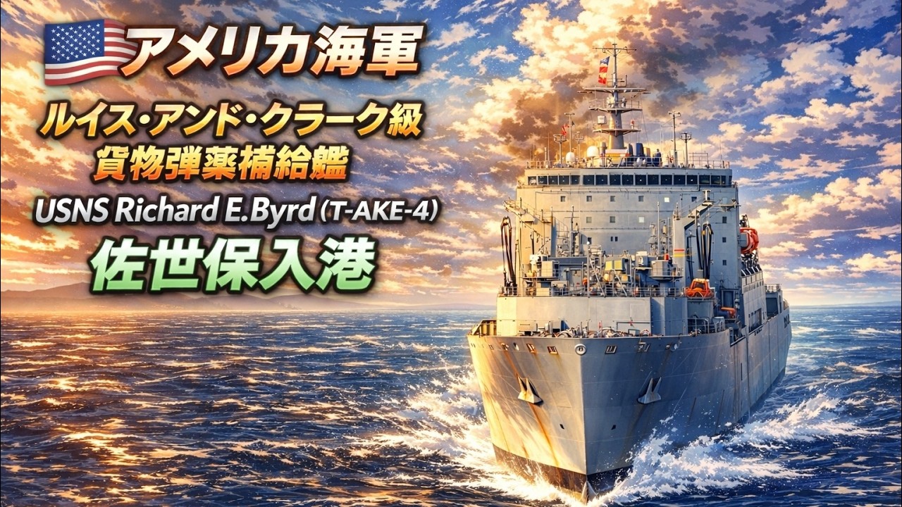 アメリカ海軍のルイス・アンド・クラーク級貨物弾薬補給艦 佐世保入港