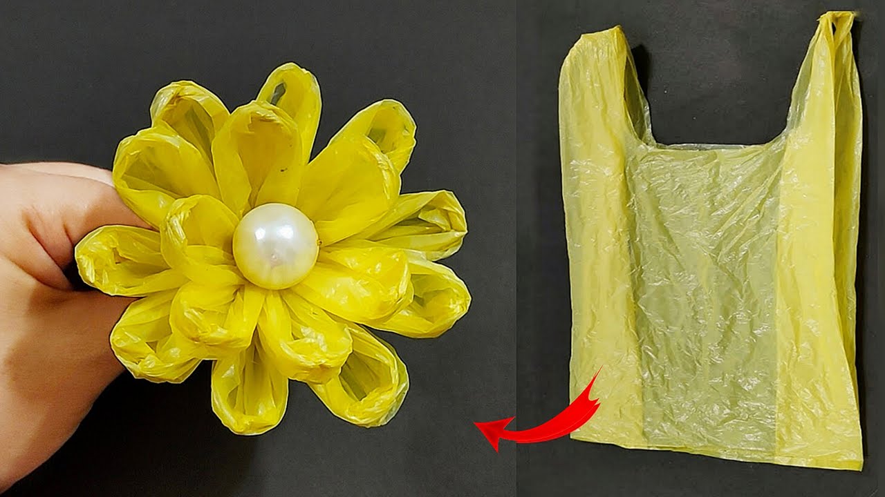 Super easy Polybag flower making Plastic carry bag flower making