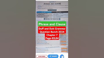 Duff and Dutt 2024 | Class 8 Chapter 7 | Phrase and Clause | page 83,84#shorts#grammar #english