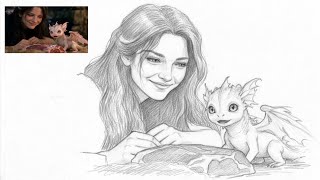 How to Draw Alara & Amber from Fantasia ✏️🐉 | Step-by-Step Pencil Drawing Tutorial