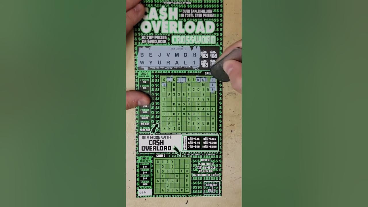Cash overload crossword pa lottery new ticket 2024 scratch lottery 