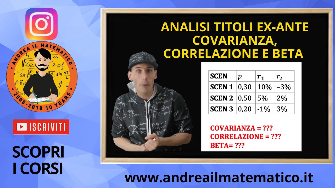 ANALISI EX ANTE: COVARIANZA, CORRELAZIONE E BETA DI UN TITOLO - TEORIA DEL PORTAFOGLIO
