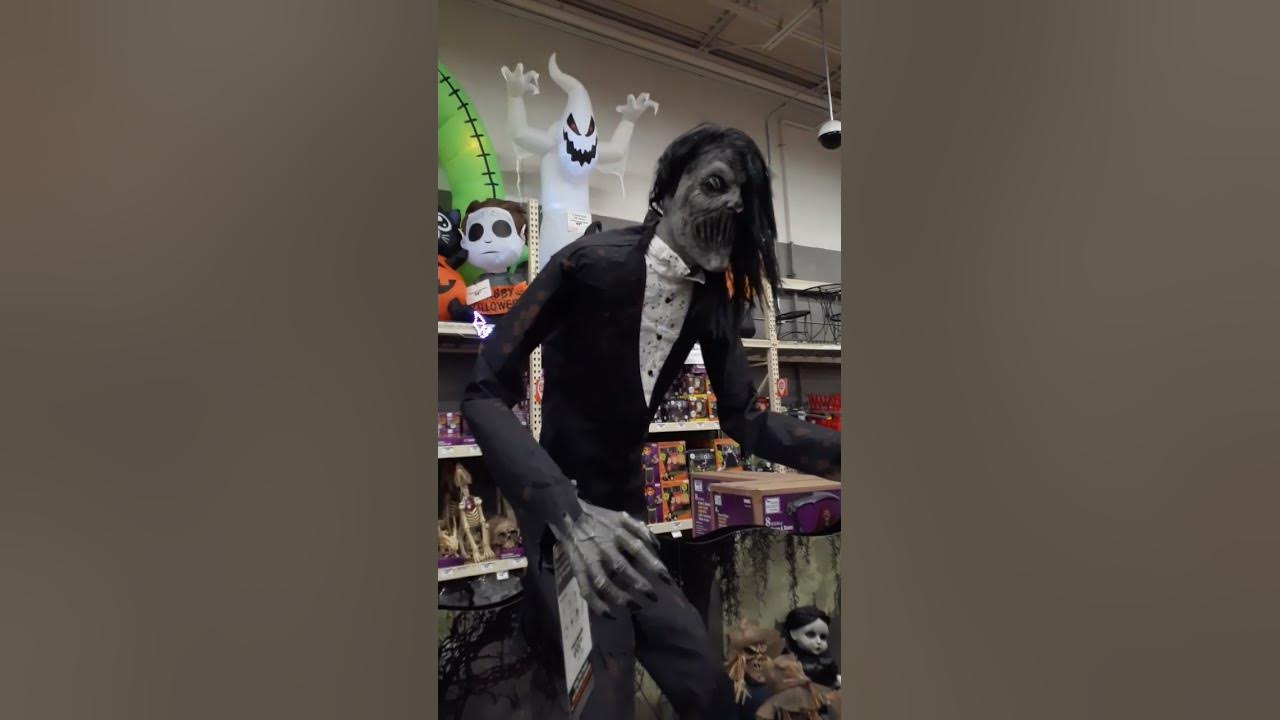 HOME DEPOT Boogeyman animatronic demo in store 2023 halloween shorts
