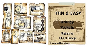 FUN & EASY-  POCKETS - GRUNGY STYLE - WEEK 8 #roxysweeklychallenge #junkjournalideas #papercraft