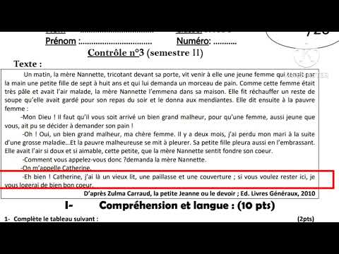 3ème année collège évaluation N3 deuxième semestre compréhension et langue الثالثة إعدادي