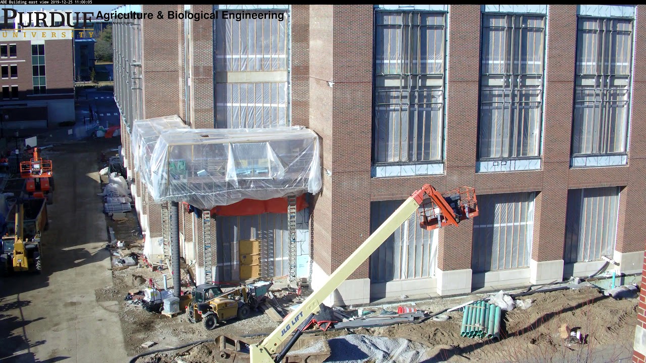 Purdue ABE building time lapse view from NLSN building