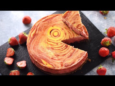 cheesecake-zébré-à-la-fraise,-un-dessert-original-!