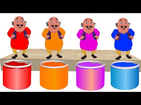 Learn Colors with Motu Patlu and colored paint tanks for Children | Finger Family song For Kids