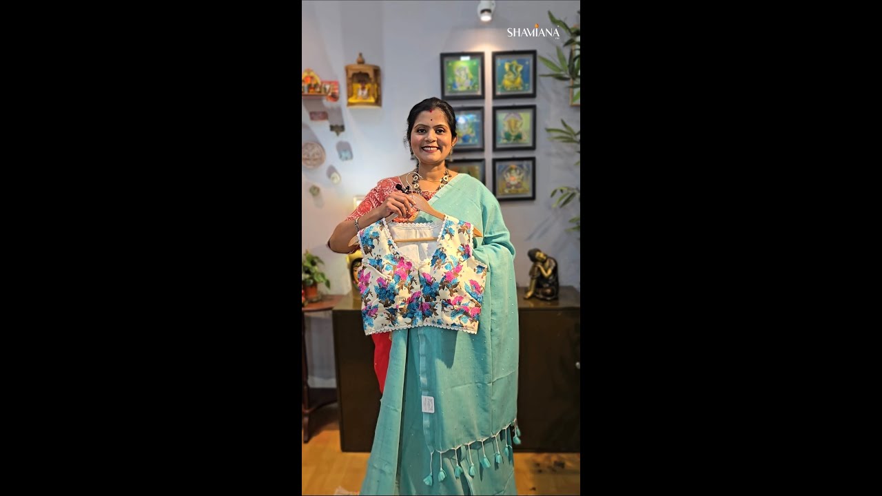 Single color Bengal cotton handloom saree with long tassels and all-over sequins 