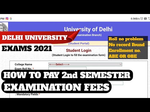 How to pay du 2nd semester exam fees || How to fill Delhi University 2nd semester Examination Form