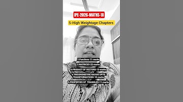 IPE-2026 | 5-High Weightage  Maths-1A Chapters  for IPE #functions #matrices #vectors #trignometric