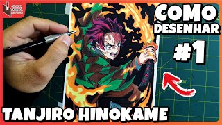 HOW TO DRAW TANJIRO WITH HINOKAME KAGURA DEMON SLAYER STEP BY STEP