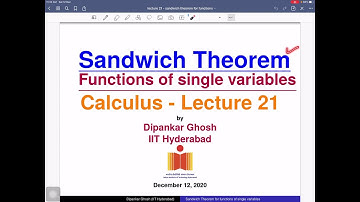 Calculus - Lecture 21 - Sandwich Theorem for Functions