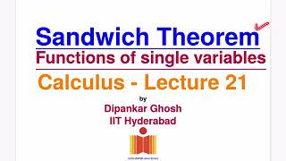 Calculus - Lecture 21 - Sandwich Theorem for Functions