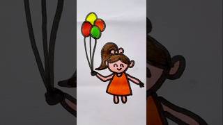Girl And Balloon Drawing For Kids Easy Art