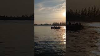 Kampot fishing fleet going out to sea.
