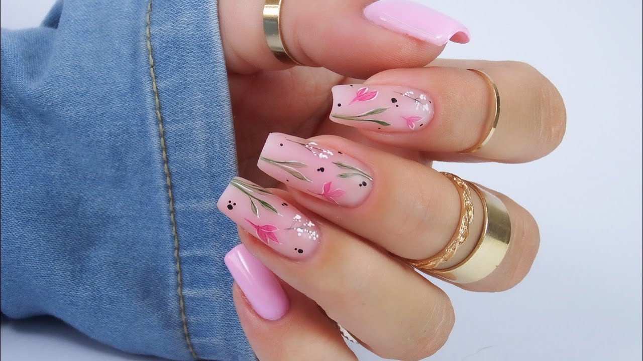 delicate flowers nails art tutorial / Elisium Nails YouTube