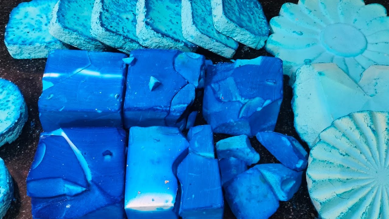 Blue dyed Gym chalk blocks+soft gritty reforms crush 💙💙 |Gymchalk Asmr| |Satisfying|