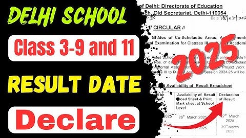 Result Date 2025 Declare Delhi School Class 3-9 and 11 | doe result date 2025