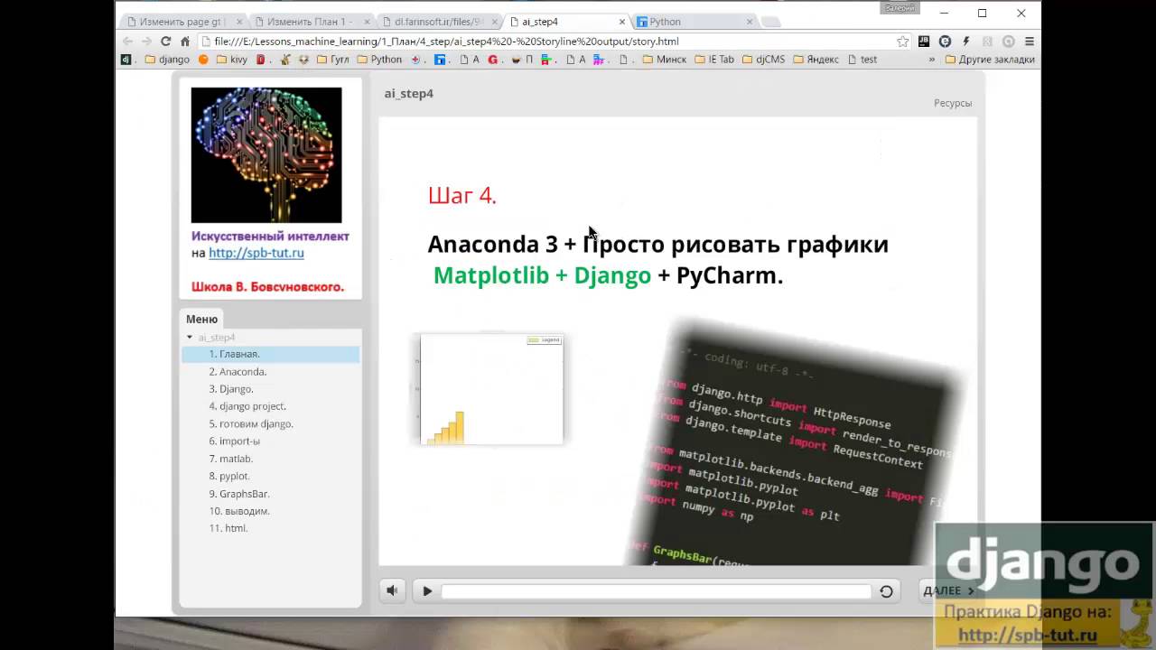 Шаг 4. Anaconda 3 + Просто рисовать графики Matplotlib + Django ...