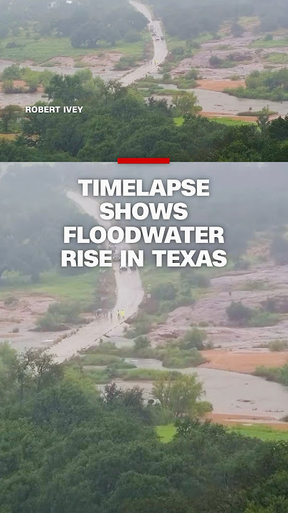 Timelapse shows floodwater rise in #Texas