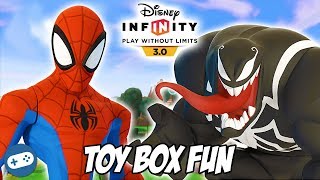 Disney Infinity 3.0 Spiderman Toy Box Fun with Owen and Liam in one of our new Toy Box builds. We play some Toy Box Fun and 