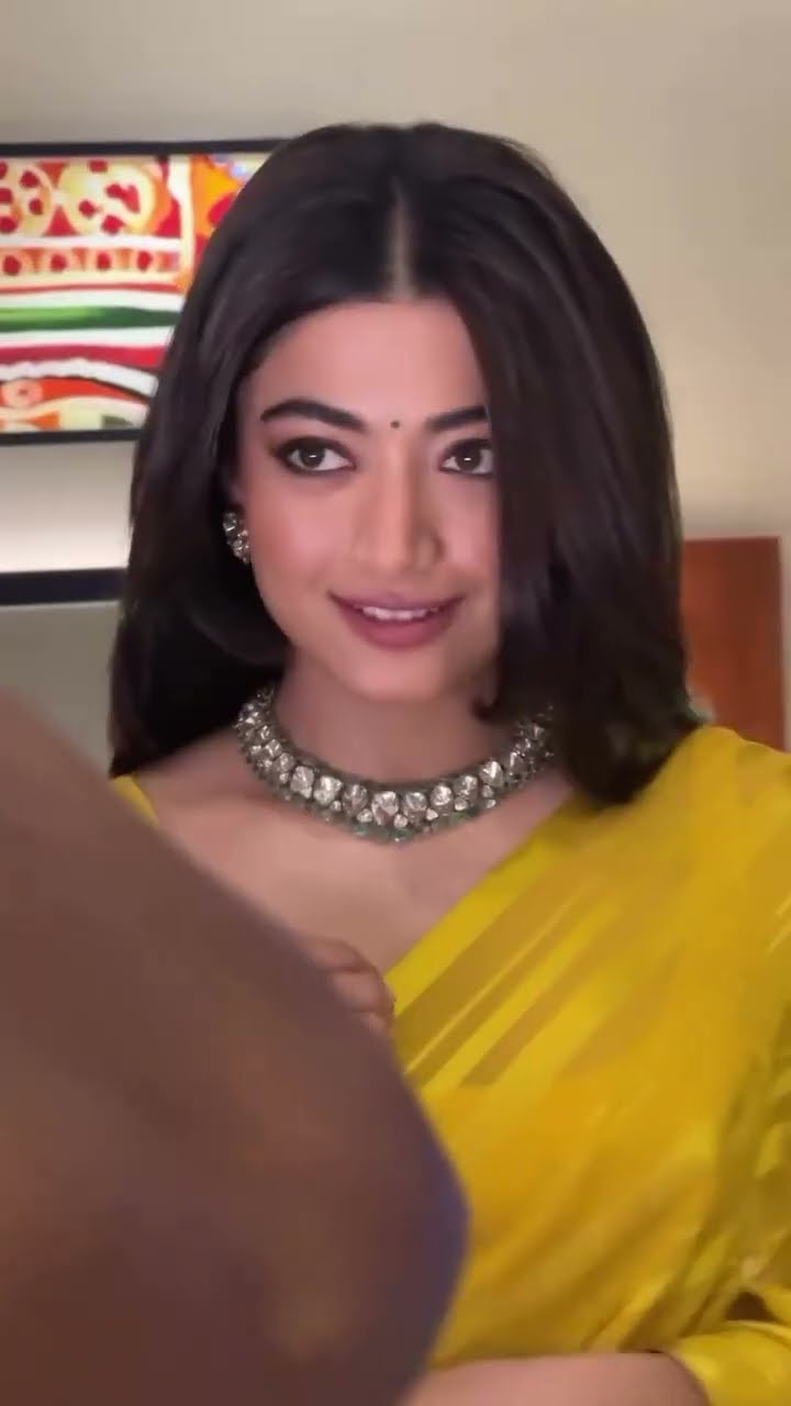 Rashmika Mandanna WOWS fans in a beautiful yellow saree ❤️ #rashmikamandanna #shorts