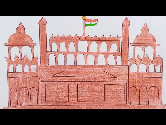 Lal kila drawing video | How To Draw Red Fort easy drawing - YouTube