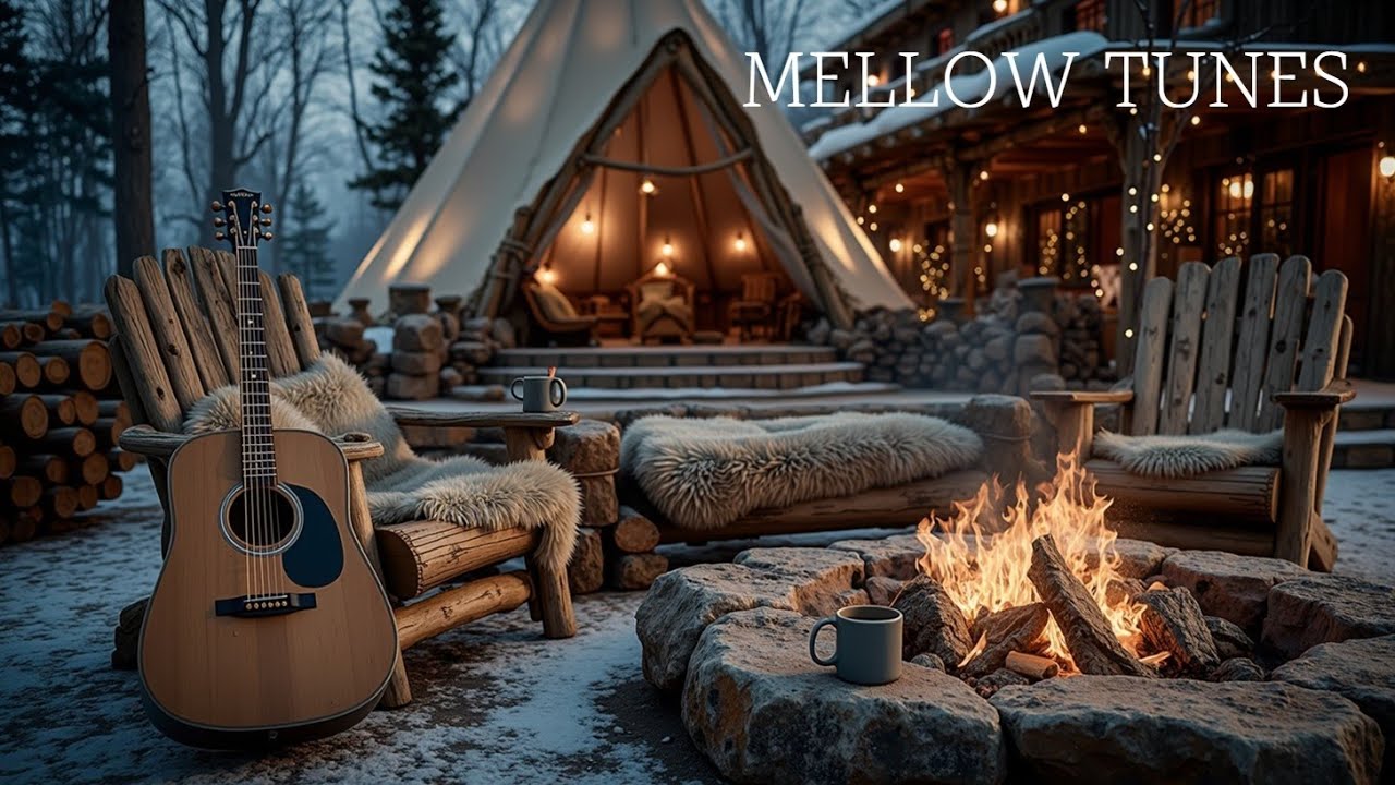 Acoustic Guitar Jazz Vibes ~ Winter Night Ambience | Relaxing January Instrumental Music Flow