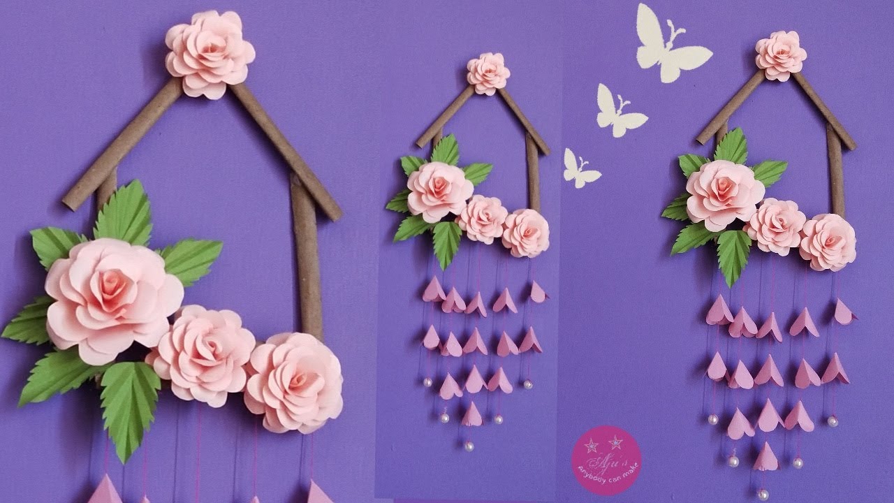 LOVELY PAPER ROSE WALL HANGING | WALL HANGING MADE WITH BROWN ...