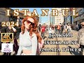 Walking in istanbul streets on april 21th 2024  from galata tower to taksim square  u4k 60fps