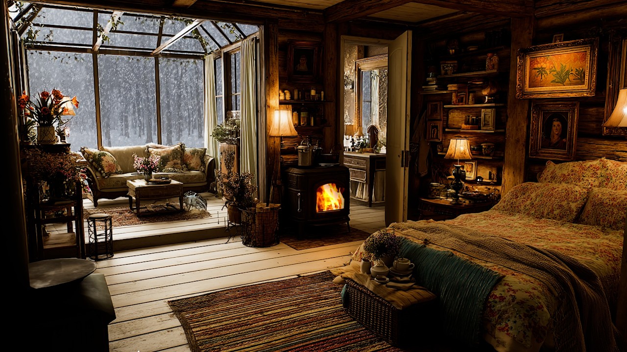 🔴Snow Covers the World in White Silence | Gentle Fireplace Sounds for Deep Winter Sleep