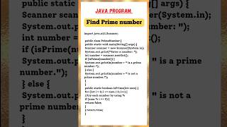 Java program to find Prime number #java #programming #javaprogramming #ytshorts #shorts #education