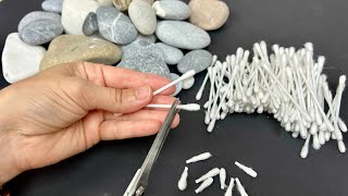 Look What I Did With Pebbles And Cotton Swabs Diy.