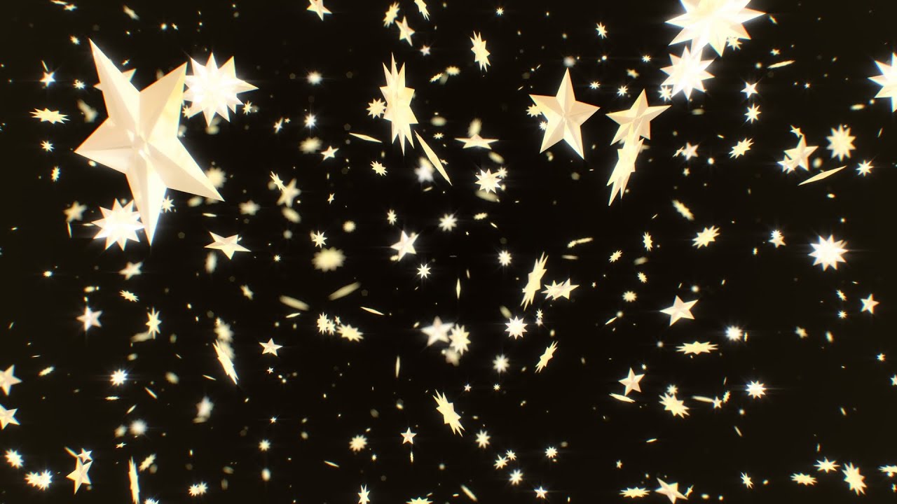 Gold Star Cut Shaped Gemstones Floating Reflect Bright Sparkle Light 4K Video Effects HD Background