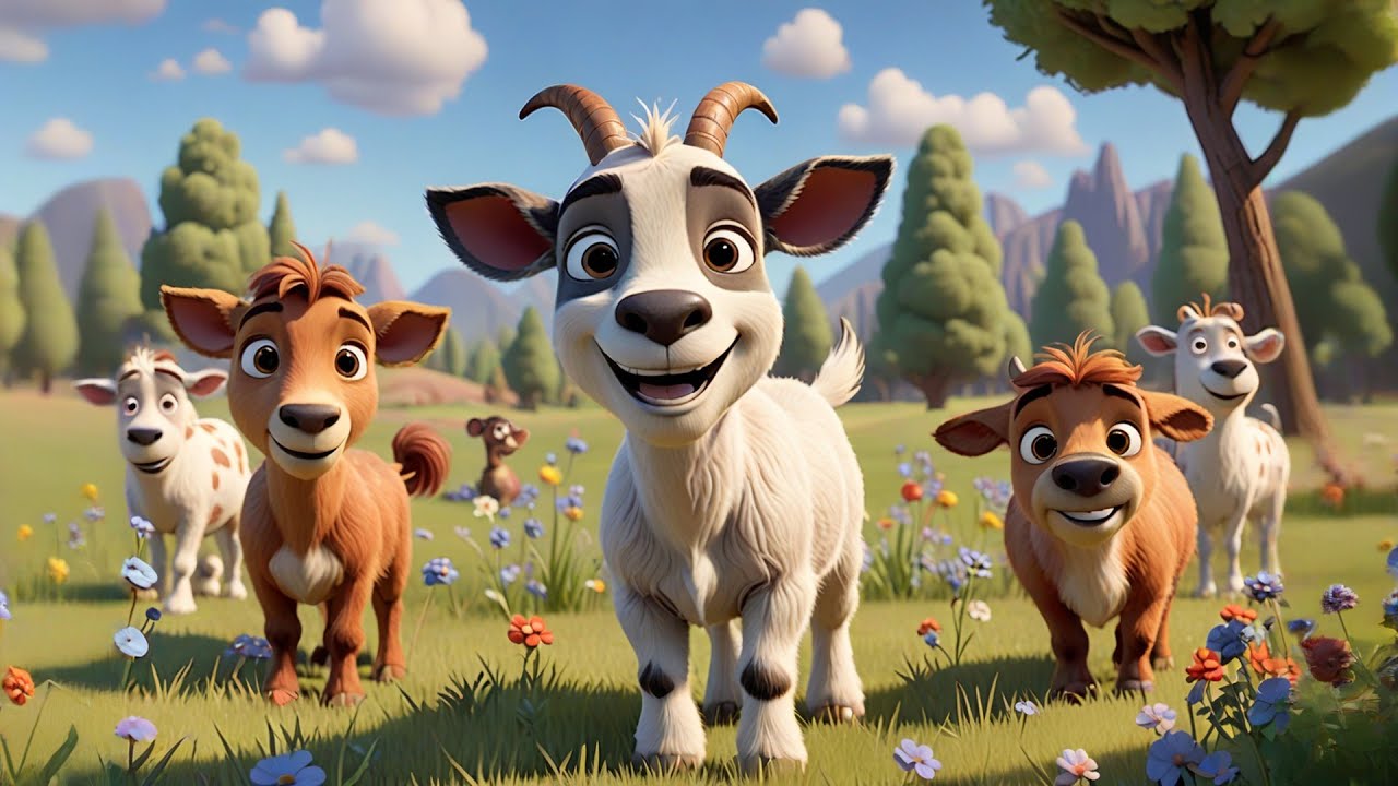 Three Jumpy Goats Learn to Share | Fun Kids Song | Nursery Rhymes and ...