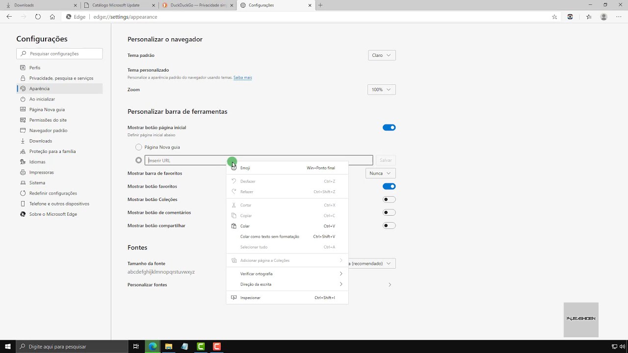 Como Alterar Endereço Do Botão Da Página Inicial Do Edge Chromium