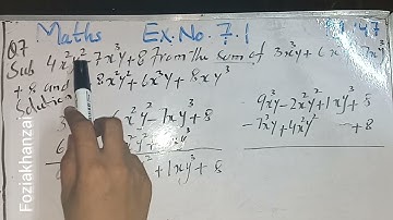 Fundamental Operation of Polynomial . addition Subtrection Ex.no 7.1 Q7#foziakhanzai