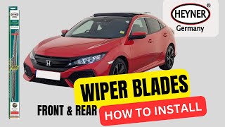 How to Install Wiper Blades On Honda Civic 2016-onwards Front Rear Wipers Replacement