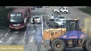 A Crazy Heavy construction machine CHASES Policeman