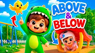 above below kids fun positional words song ollie baby joy