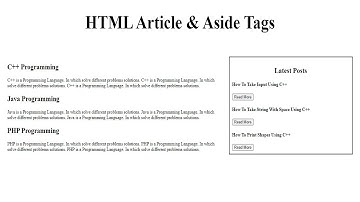 HTML Article & Aside Tag | HTML5 Full Course | Web Designing Full Course