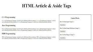 HTML Article & Aside Tag | HTML5 Full Course | Web Designing Full Course