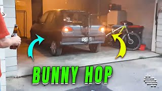 Guy's Car Bunny Hops in Reverse